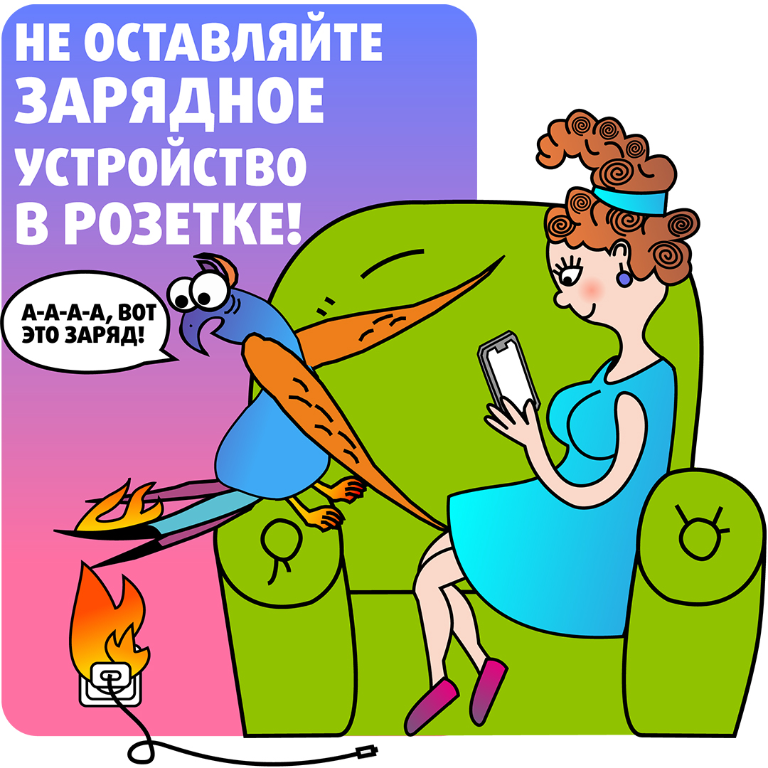 МЧС: Не оставляйте зарядное устройство в розетке.