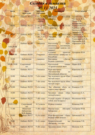 Сегодня в гимназии 03.11.2025