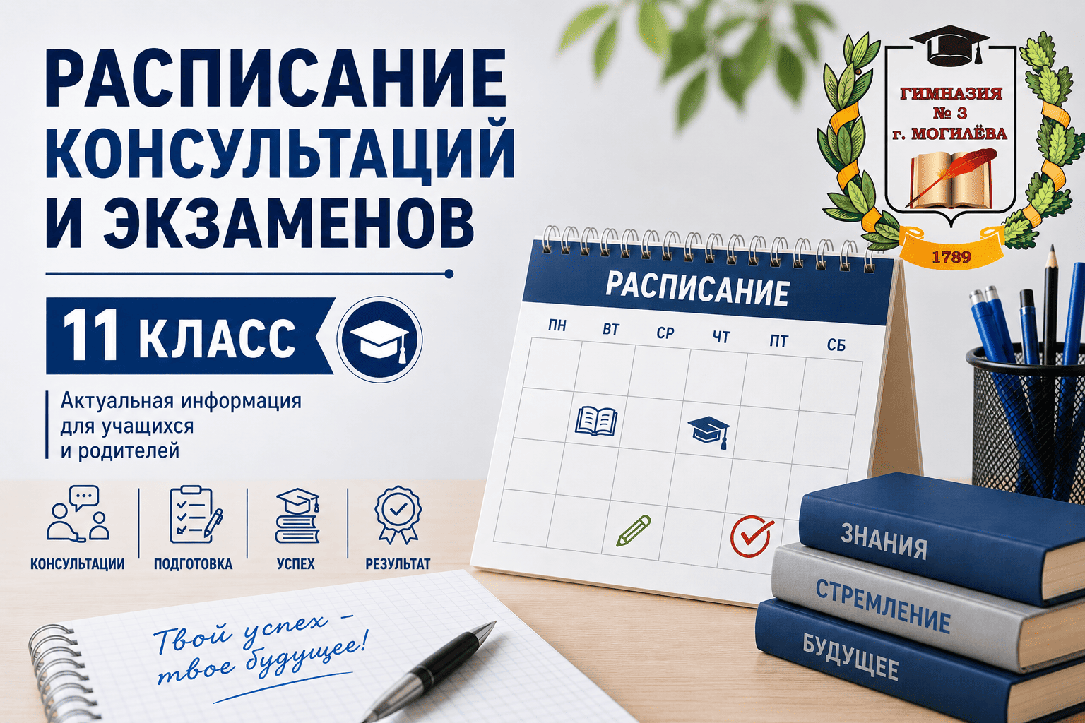 Расписание консультаций и экзаменов 11 класс