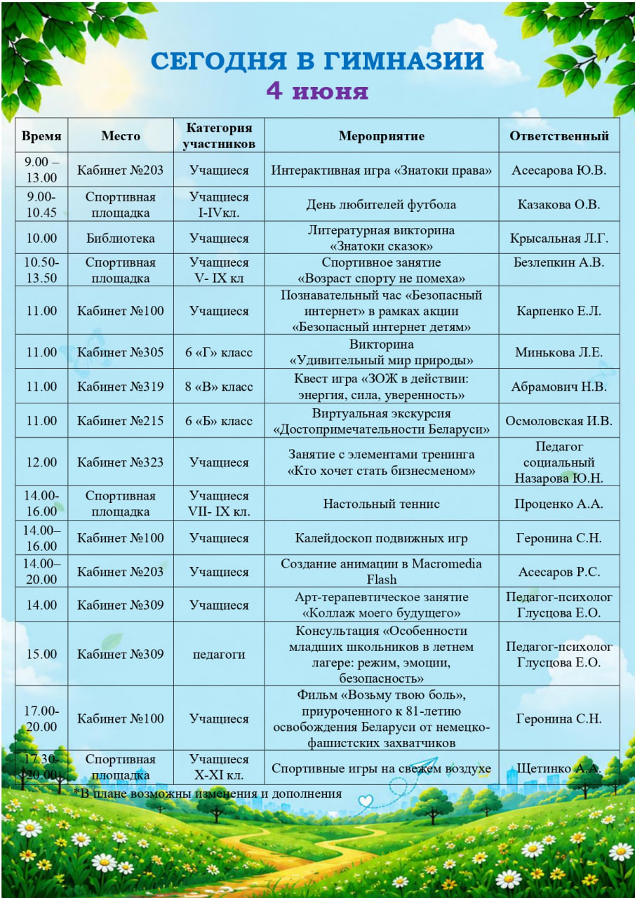 Сегодня в гимназии!