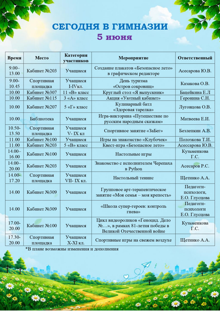 Сегодня в гимназии!