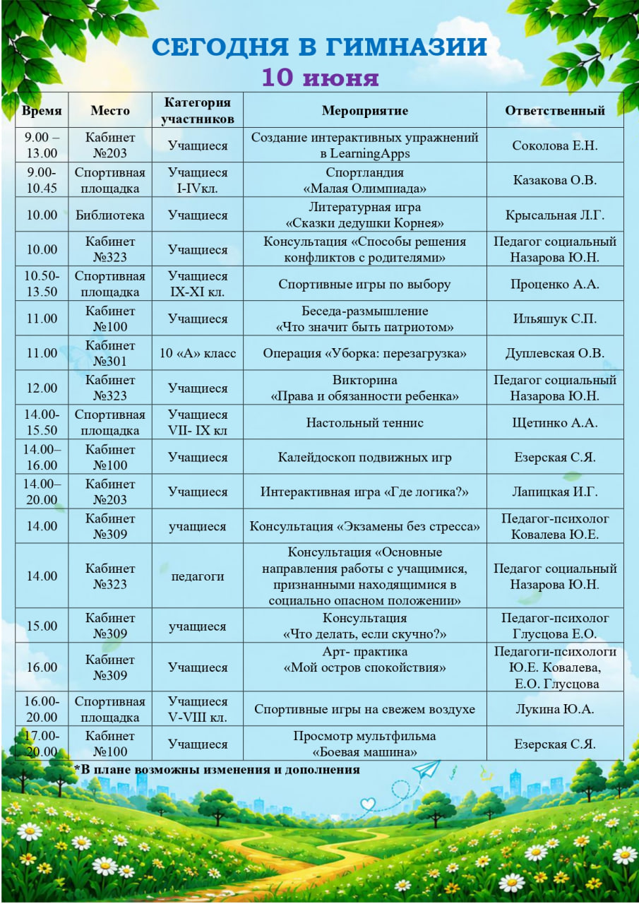 Сегодня в гимназии!