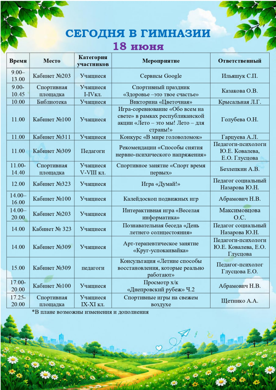 Сегодня в гимназии! 18.06.2026